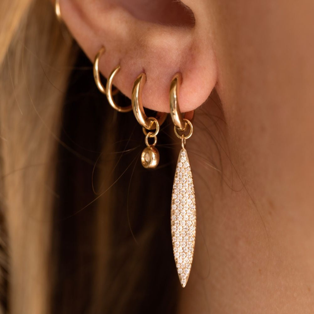 Bubble Bezel Diamond Drop Hoops - Consider the Wldflwrs