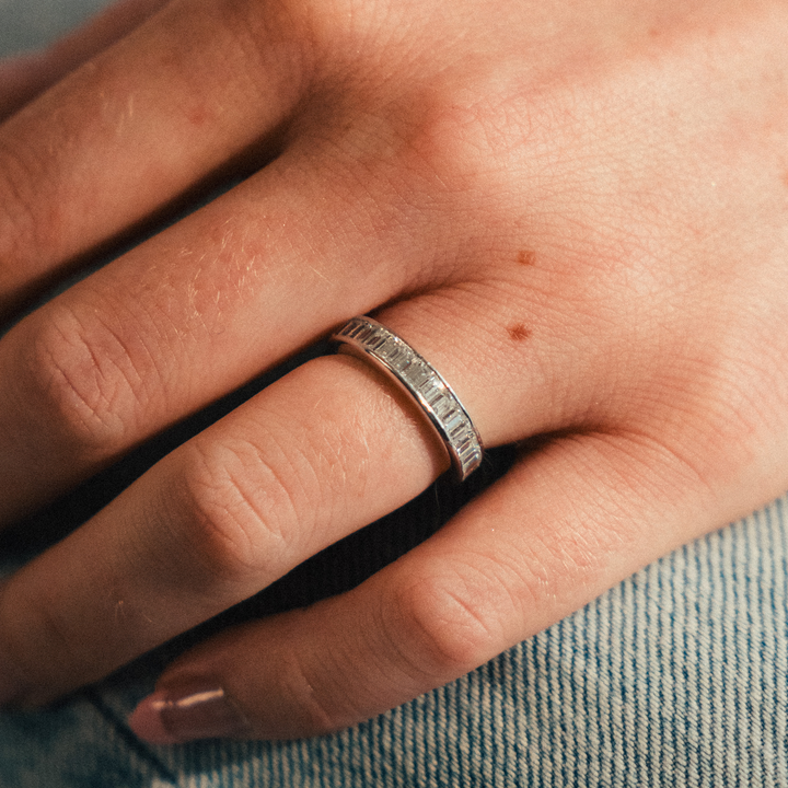 Platinum Baguette Cut Channel Eternity Band