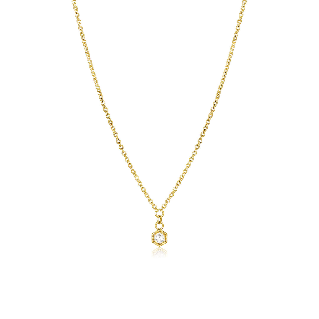 Rose Cut Diamond Hexagon Drop Necklace 4mm - Consider the Wldflwrs