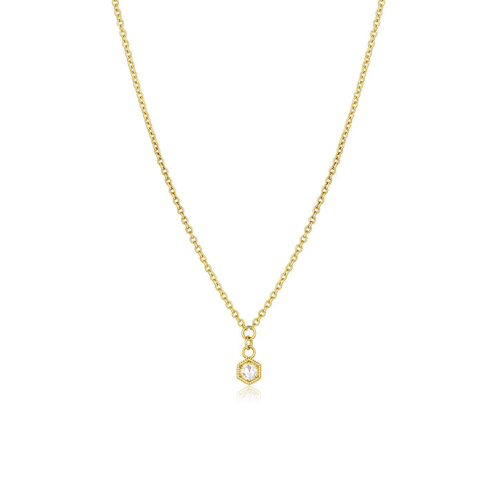 Rose Cut Diamond Hexagon Drop Necklace 4mm - Consider the Wldflwrs