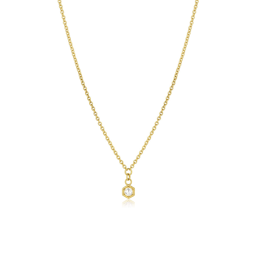 Rose Cut Diamond Hexagon Drop Necklace 4mm - Consider the Wldflwrs