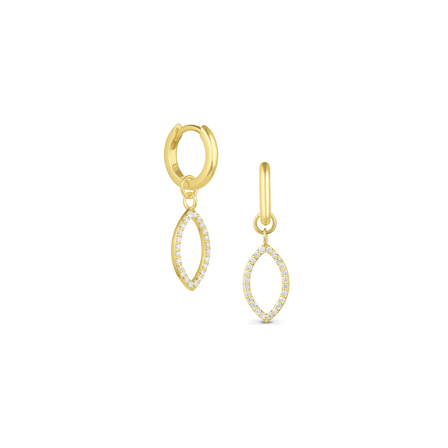 Pavé Petal Outline Drop Hoops - Consider the Wldflwrs