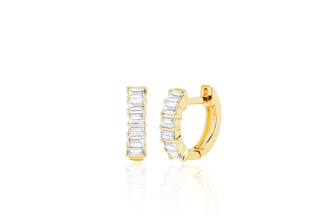 Prong Set Diamond Baguette Huggie Earrings - Consider the Wldflwrs