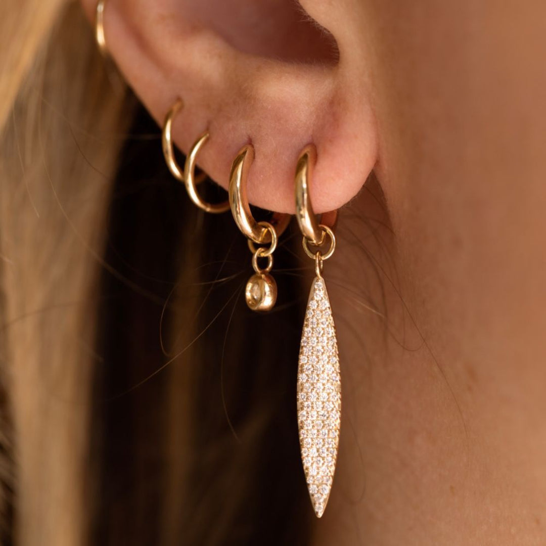 Pavé Leaf Diamond Hoops - Consider the Wldflwrs