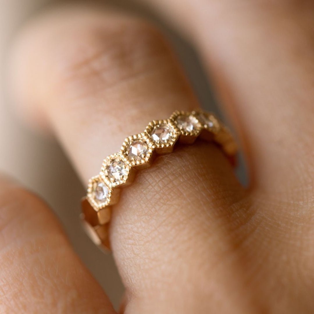 Rose Cut Diamond Hexagon Ring - Consider the Wldflwrs