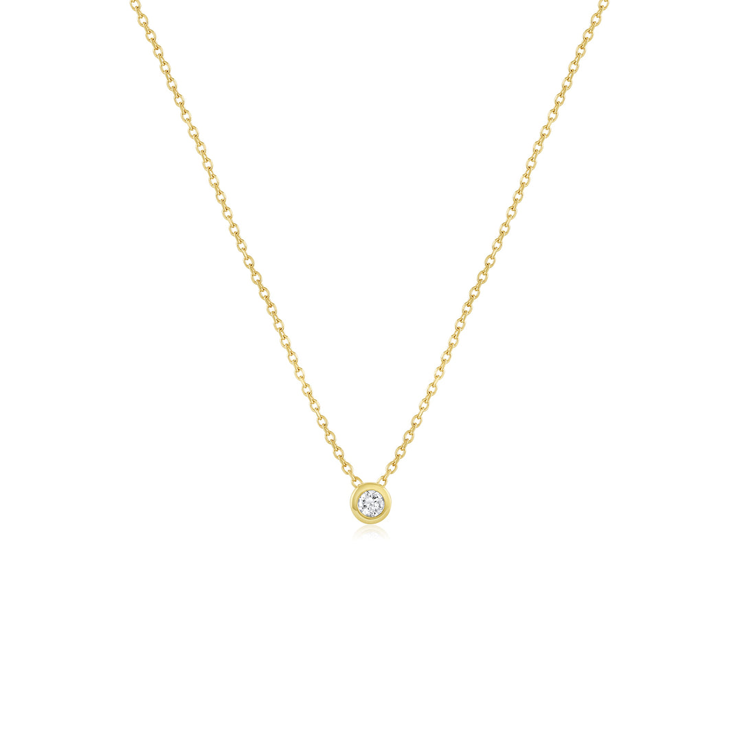 Round Diamond Bezel Necklace - Consider the Wldflwrs