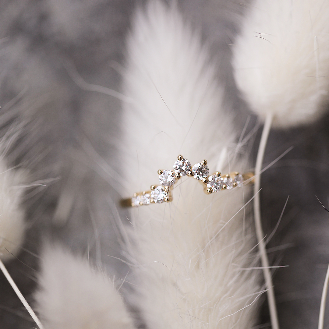 Emu Curved Diamond Ring - Consider the Wldflwrs
