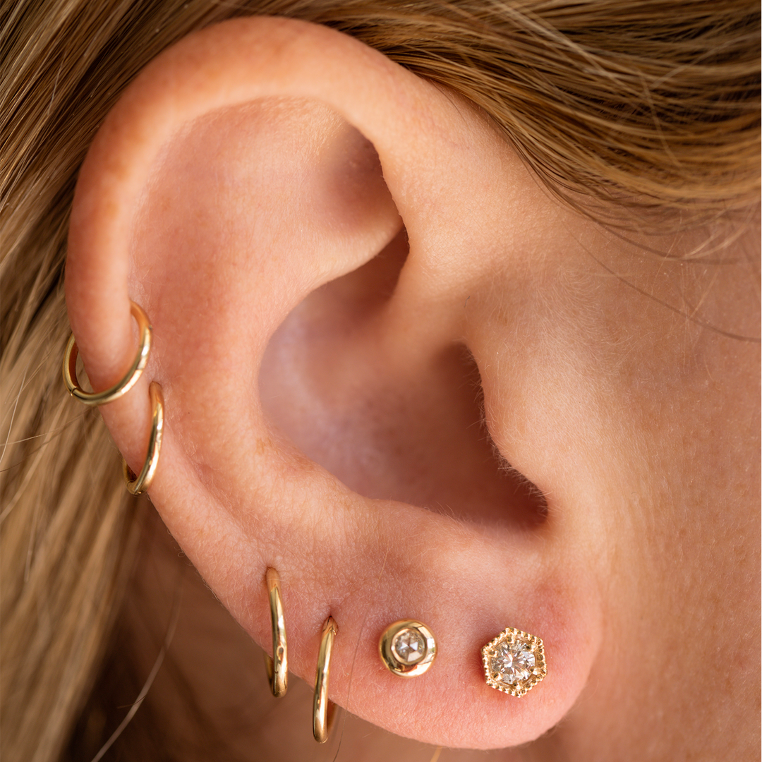Hexagon Diamond Stud Earrings - Consider the Wldflwrs