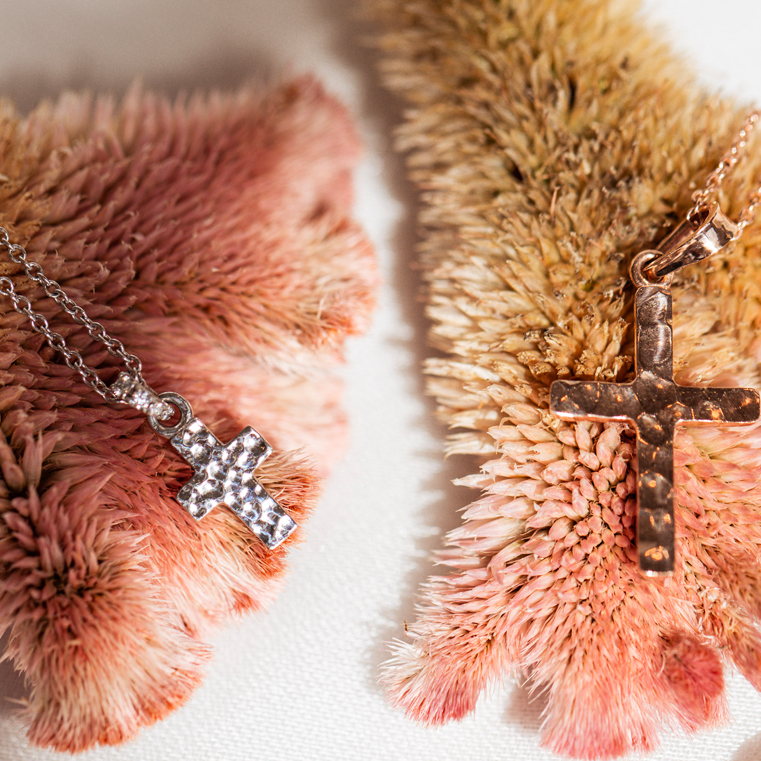 Small Hammered Cross Heritage Necklace - Consider the Wldflwrs
