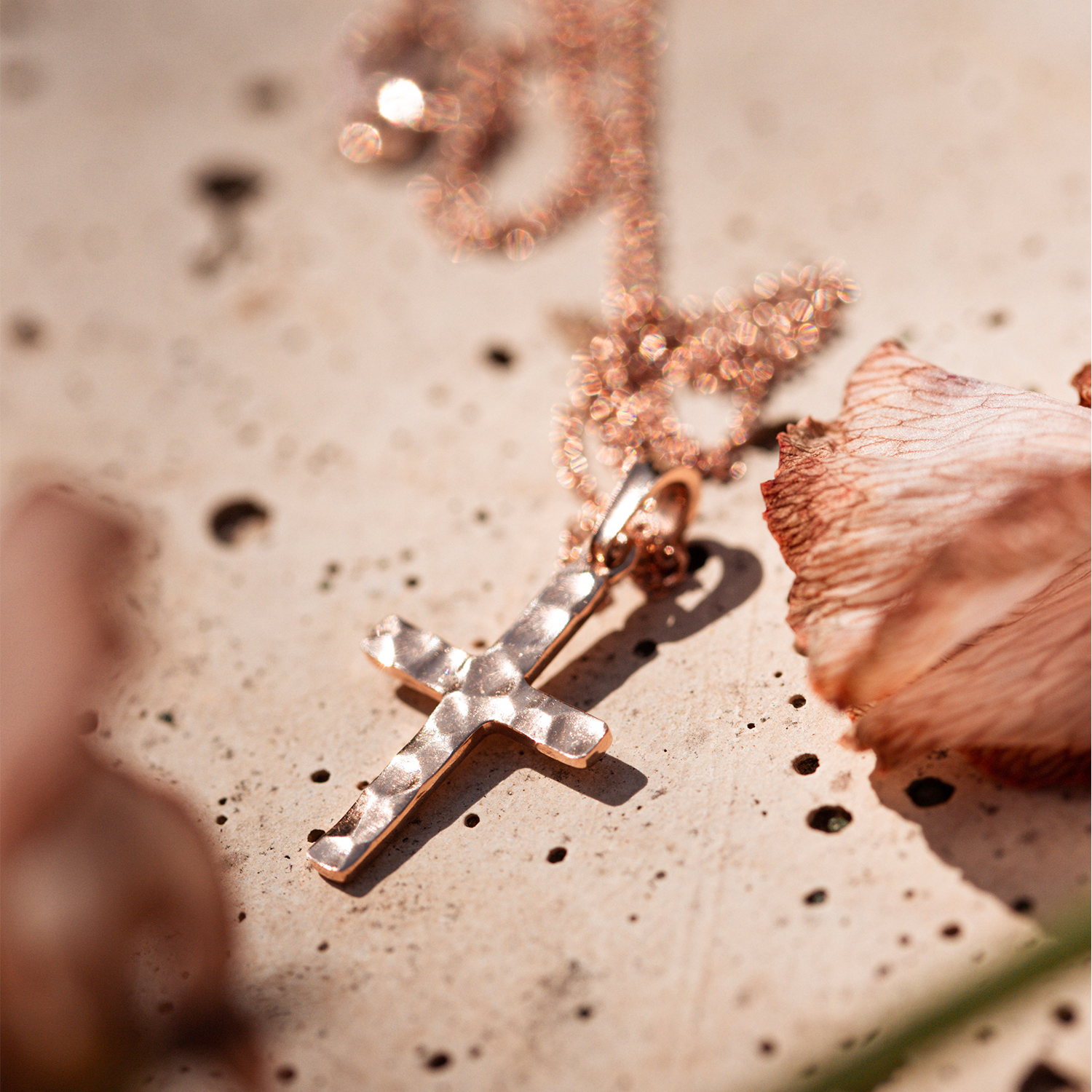 Large Hammered Cross Heritage Necklace - Consider the Wldflwrs