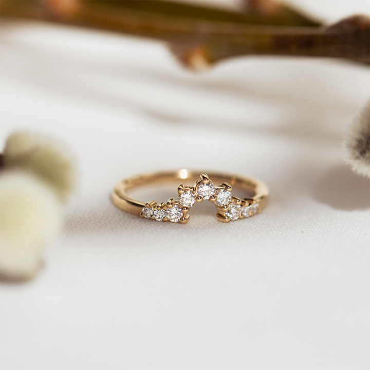 Emu Curved Diamond Ring - Consider the Wldflwrs
