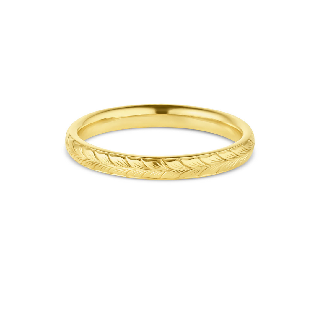 Wheat Leaf Engraved Band - Consider the Wldflwrs