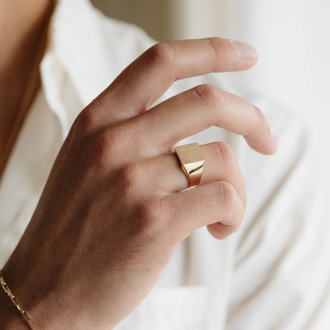 Die Struck Square Signet Ring