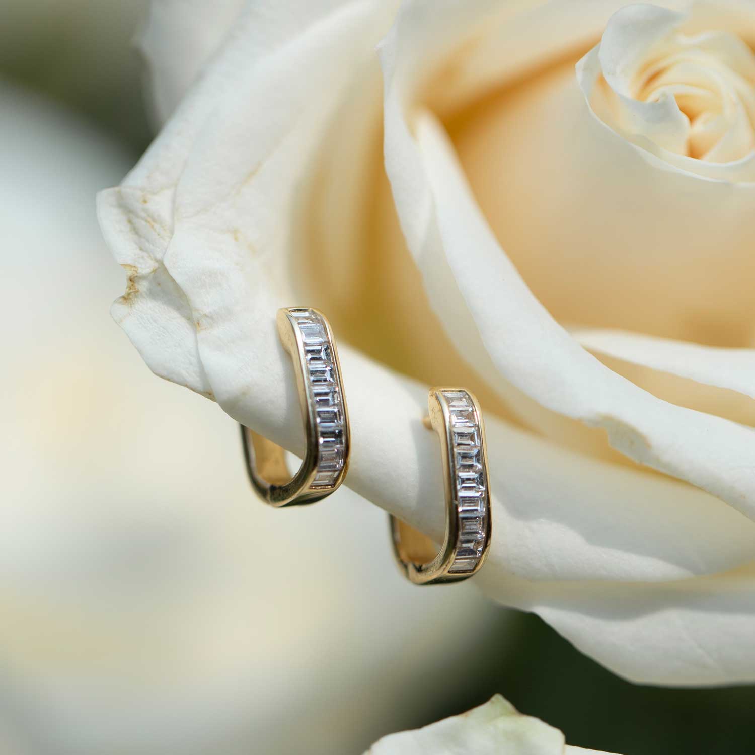 Diamond Baguette Lola Huggie Earrings - Consider the Wldflwrs