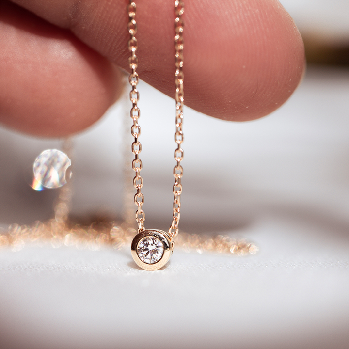 Round Diamond Bezel Necklace - Consider the Wldflwrs