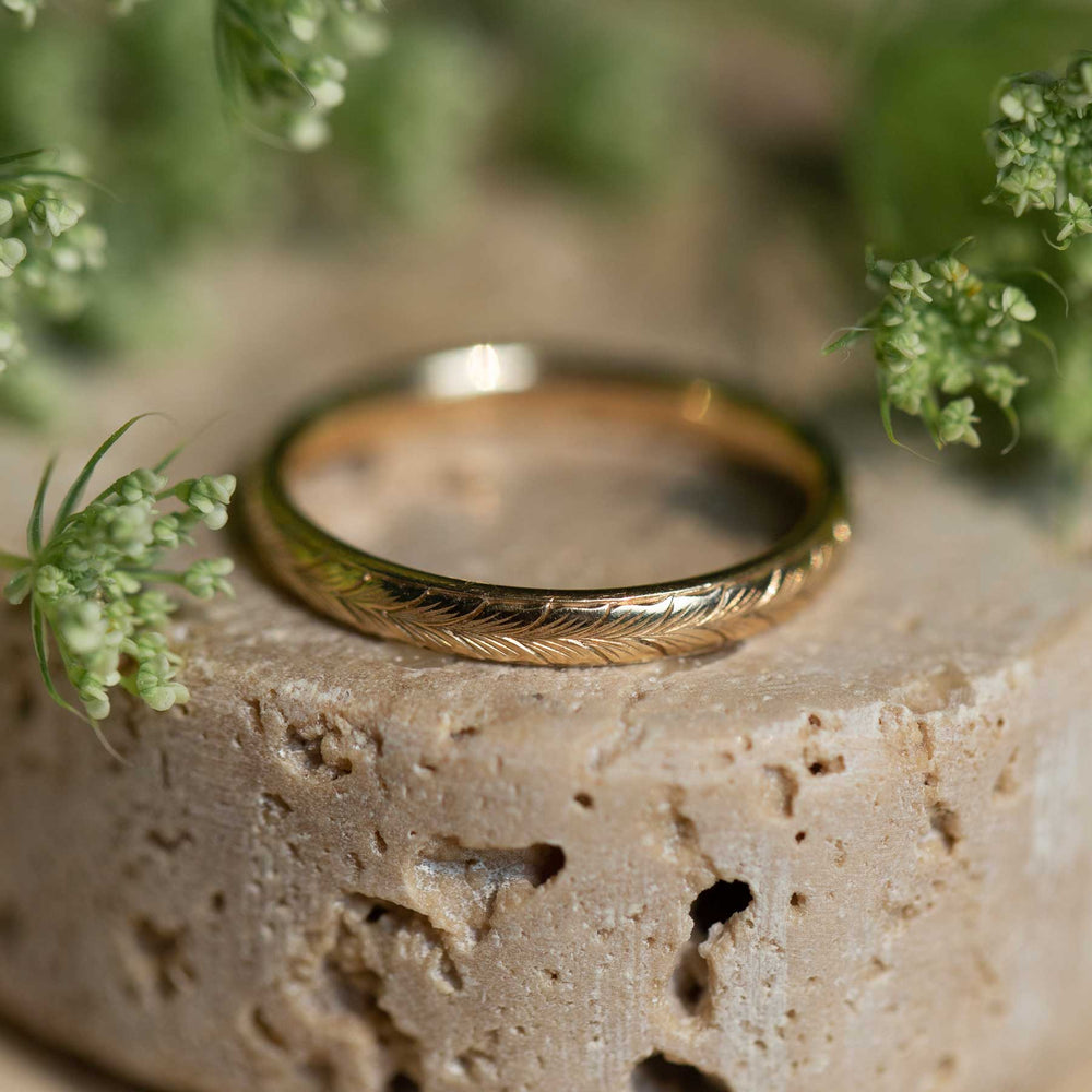 Wheat Leaf Engraved Band - Consider the Wldflwrs