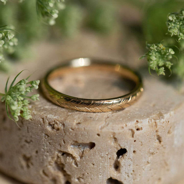 Wheat Leaf Engraved Band - Consider the Wldflwrs