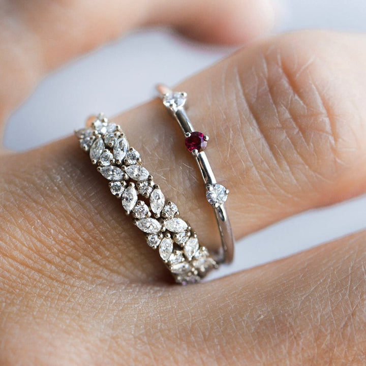 Double Petite Cluster Diamond Ring - Consider the Wldflwrs