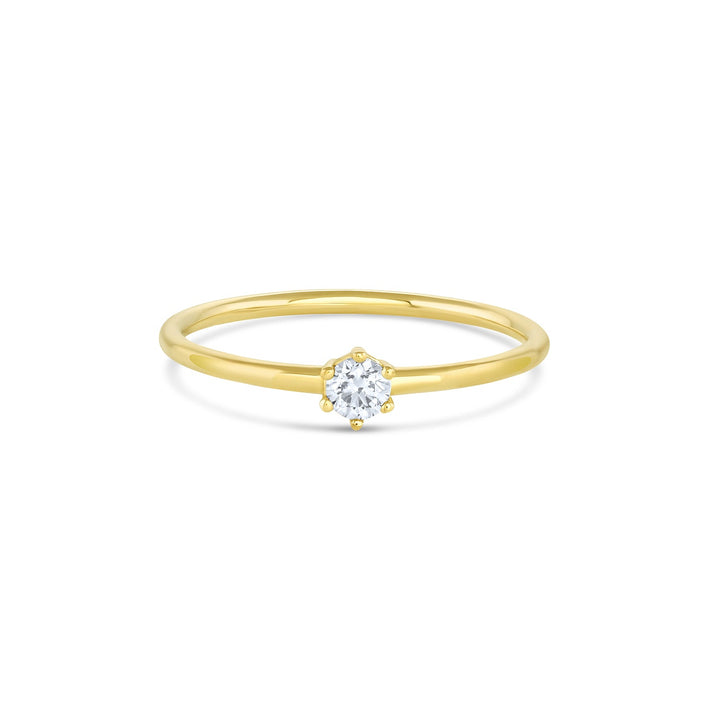 6 Prong Diamond Stacker w/ Champagne Diamond (Ready-to-Ship) - Consider the Wldflwrs