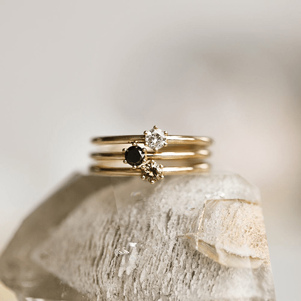 6 Prong Diamond Stacker w/ Champagne Diamond (Ready-to-Ship) - Consider the Wldflwrs
