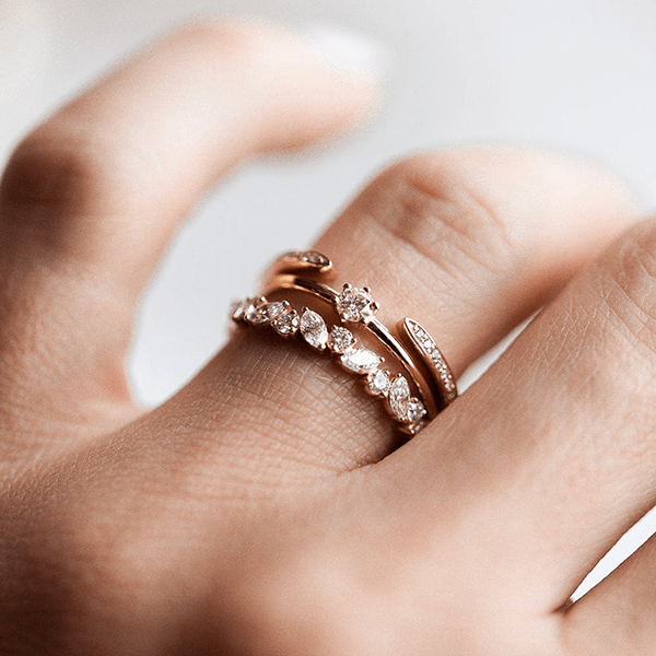 6 Prong Diamond Stacker w/ Champagne Diamond (Ready-to-Ship) - Consider the Wldflwrs