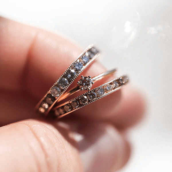 6 Prong Diamond Stacker w/ Champagne Diamond (Ready-to-Ship) - Consider the Wldflwrs
