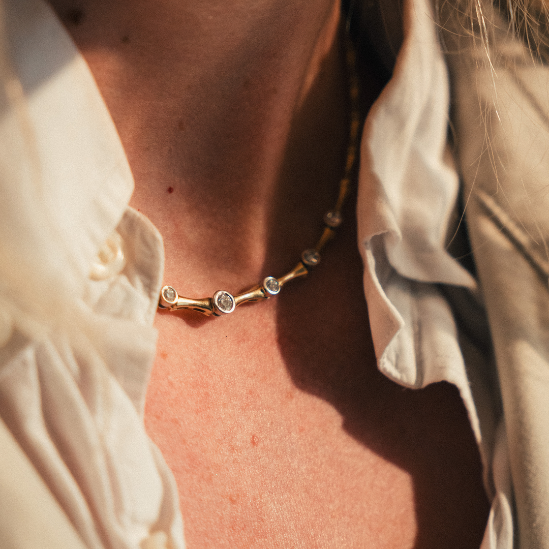 Vintage Graduated Bezel Diamond Necklace