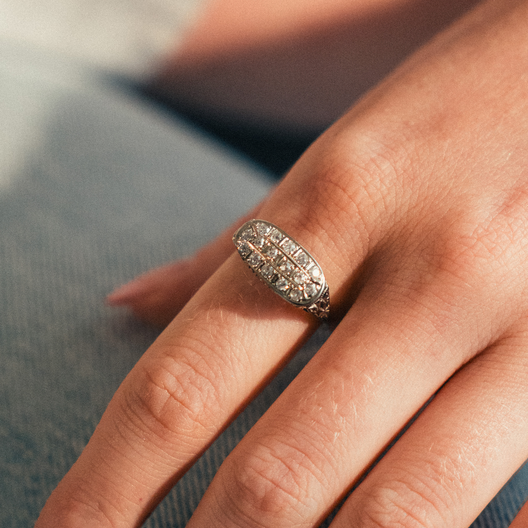 Vintage Cut East-to-West Oval Statement Ring