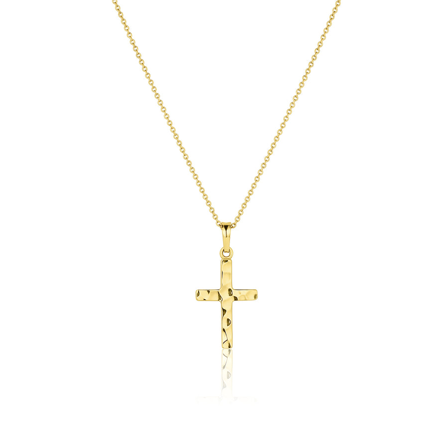 Large Hammered Cross Heritage Necklace - Consider the Wldflwrs