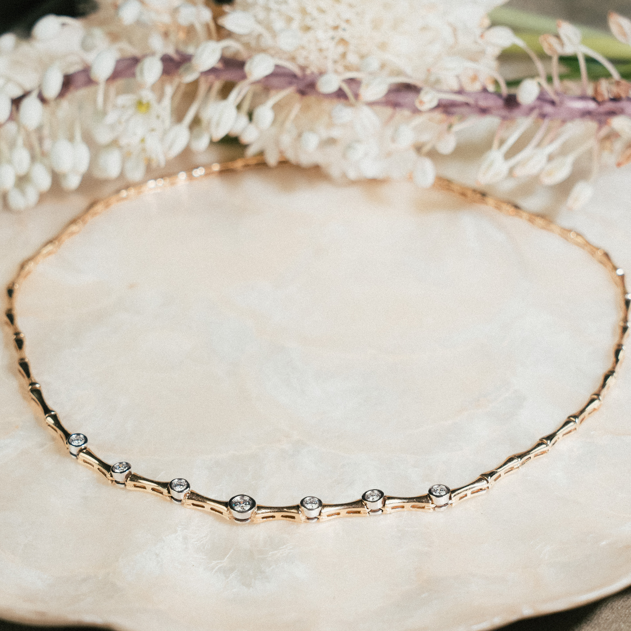 Vintage Graduated Bezel Diamond Necklace