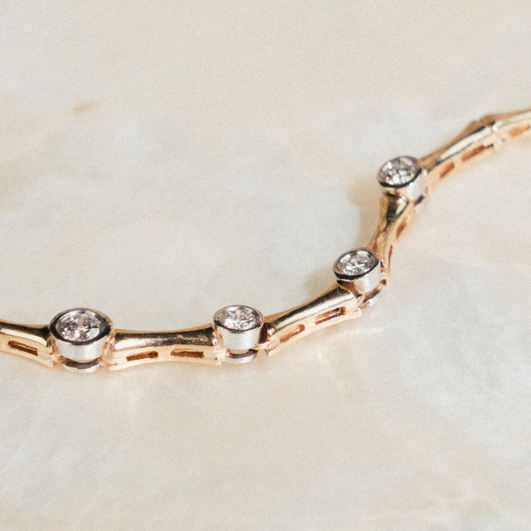 Vintage Graduated Bezel Diamond Necklace