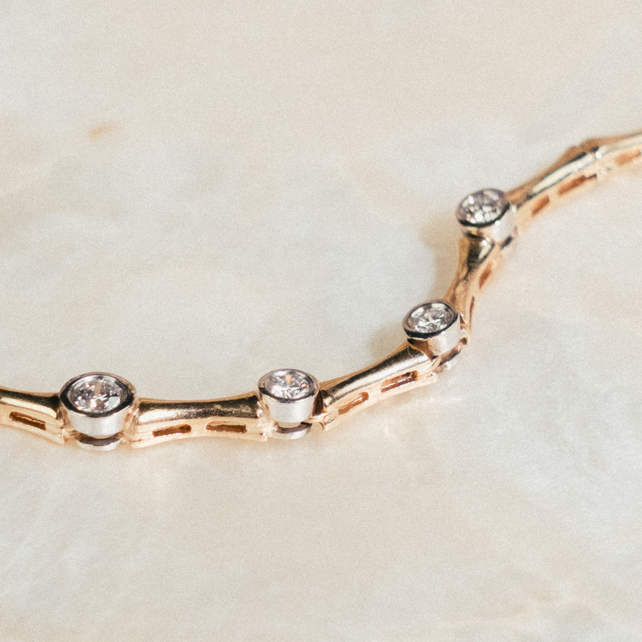 Vintage Graduated Bezel Diamond Necklace