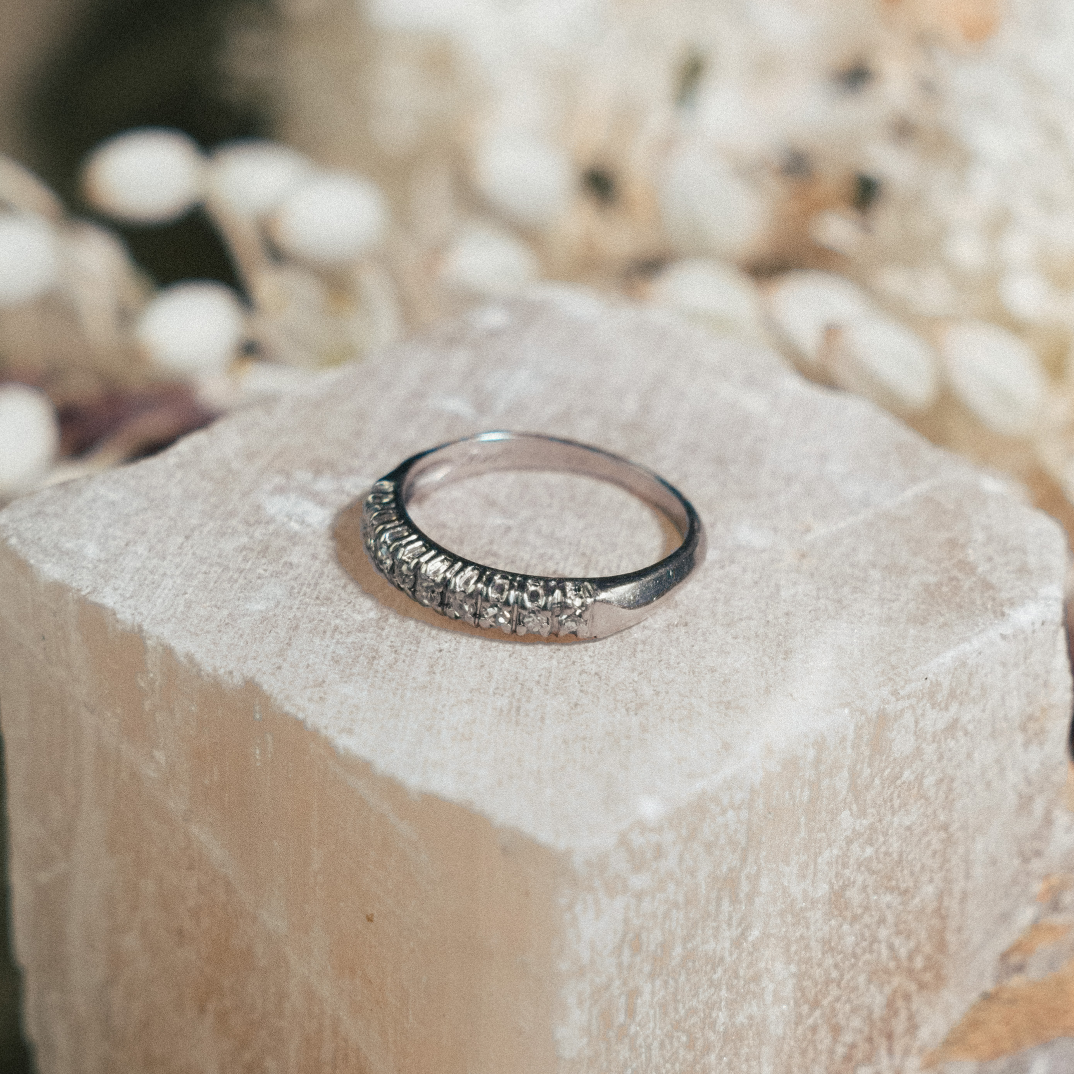 Platinum Vintage Cut 9 Stone Band