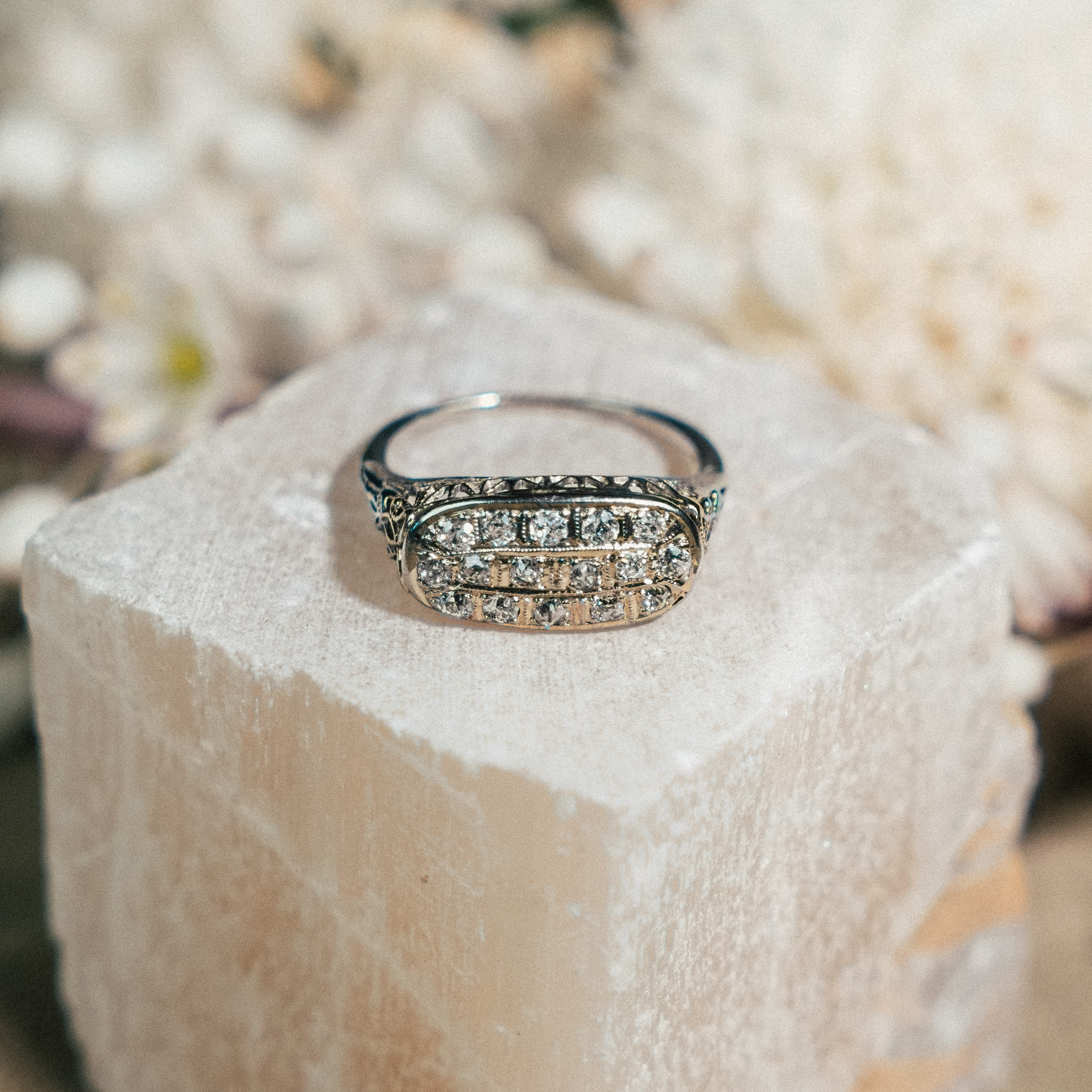 Vintage Cut East-to-West Oval Statement Ring