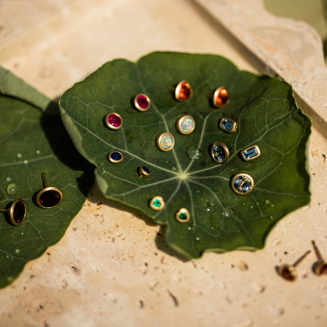 Ruby Round Bezel Matte Stud Earrings - Consider the Wldflwrs