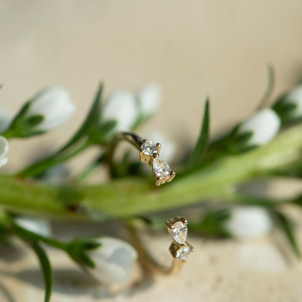 Pear Blossom Cuff Diamond Ring (Earth Mined) - Consider the Wldflwrs