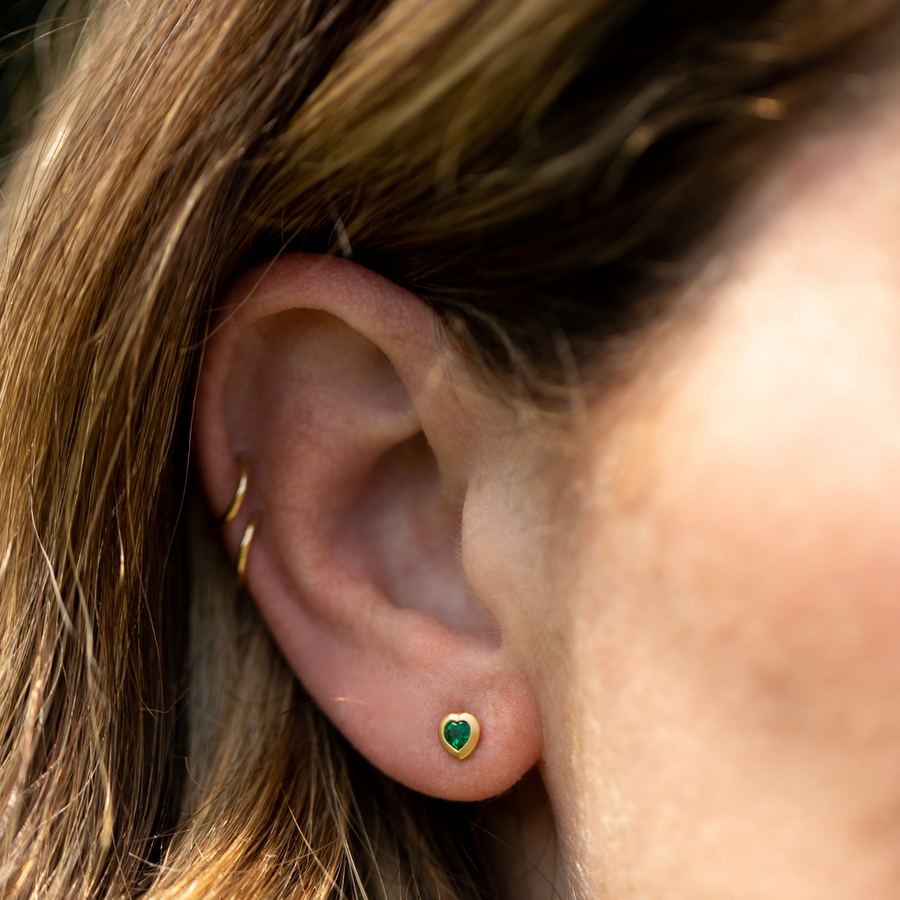 Emerald Heart Bezel Matte Stud Earrings - Consider the Wldflwrs