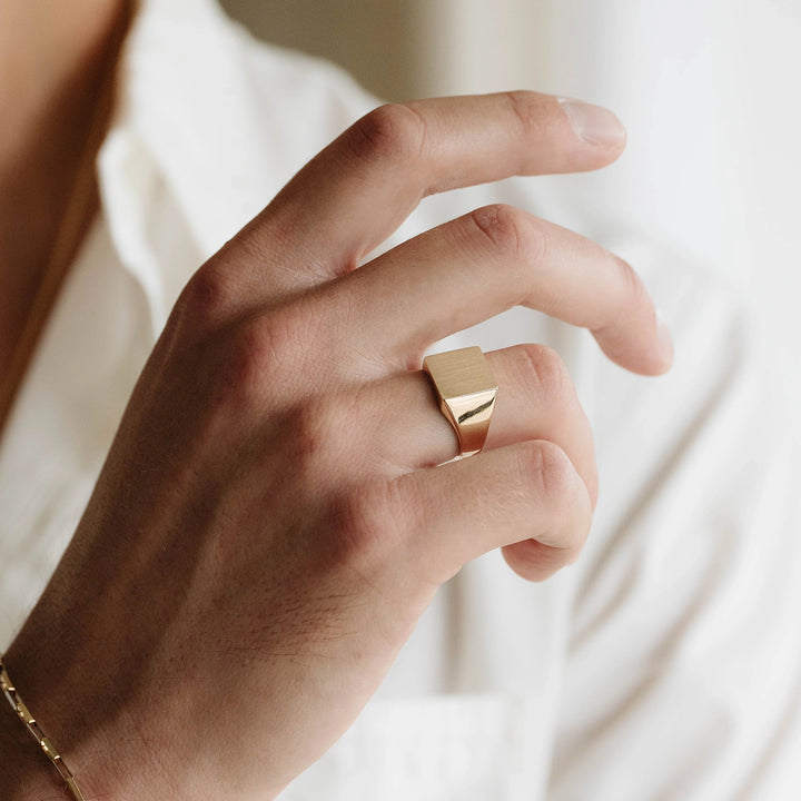 Die Struck Square Signet Ring