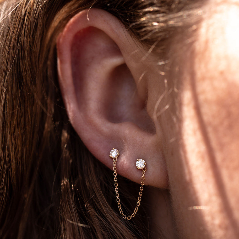 Double Birthstone Chain Earring - Consider the Wldflwrs