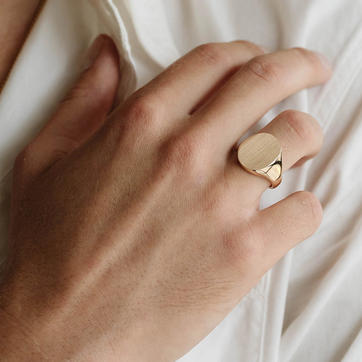 Die Struck Large Oval Signet Ring