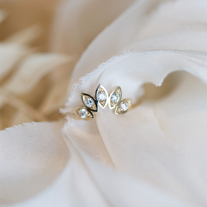 Large Water Lily Diamond Ring (Earth Mined) - Consider the Wldflwrs