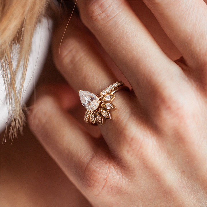 Large Water Lily Diamond Ring (Earth Mined) - Consider the Wldflwrs