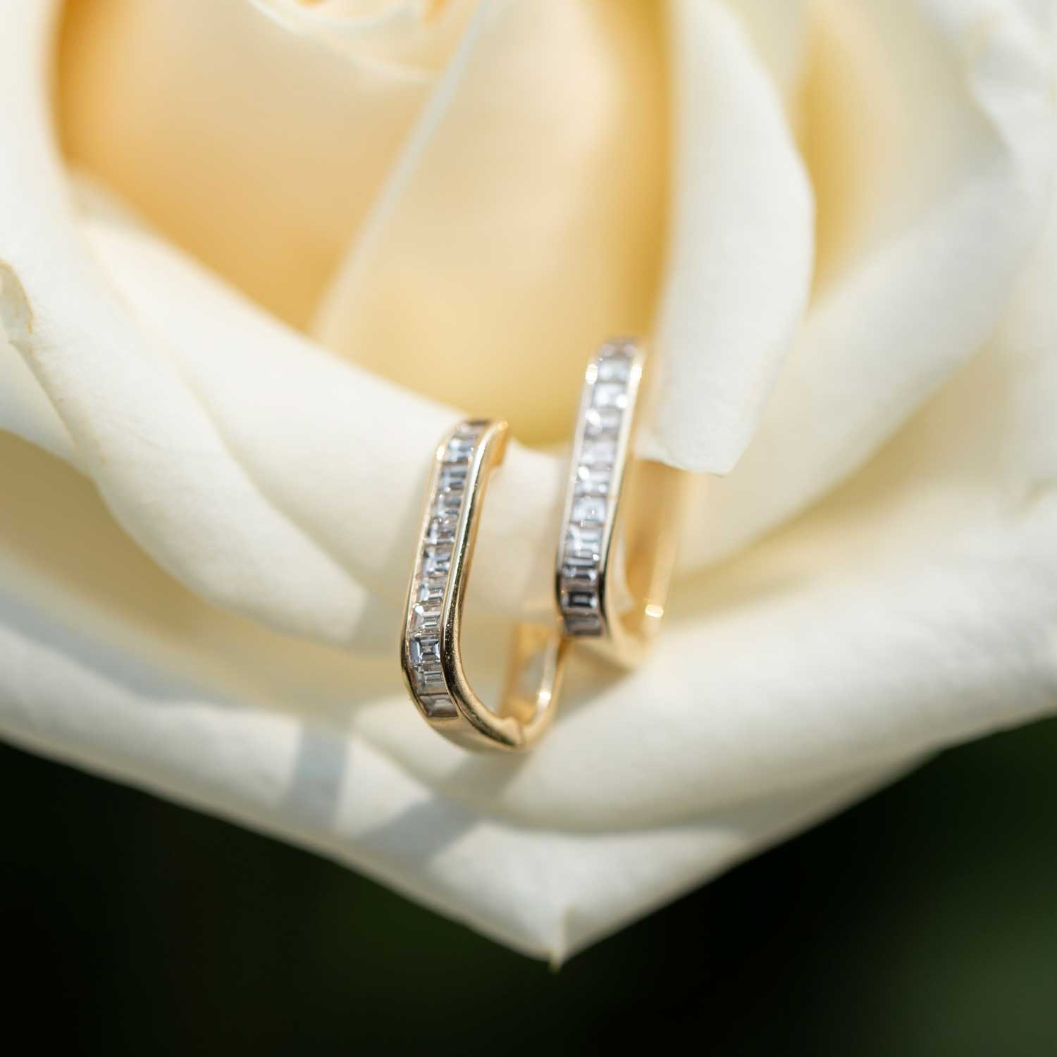 Diamond Baguette Jumbo Lola Hoop Earrings - Consider the Wldflwrs