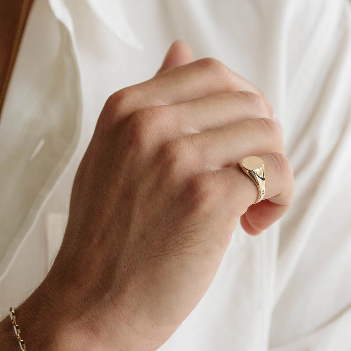 Die Struck Small Oval Signet Ring